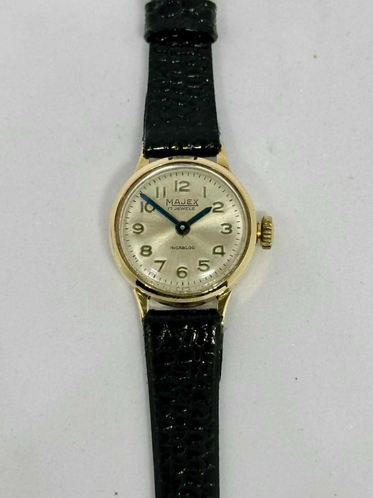 Дамски механичен златен часовник MAJEX INCABLOC / 9к GOLD