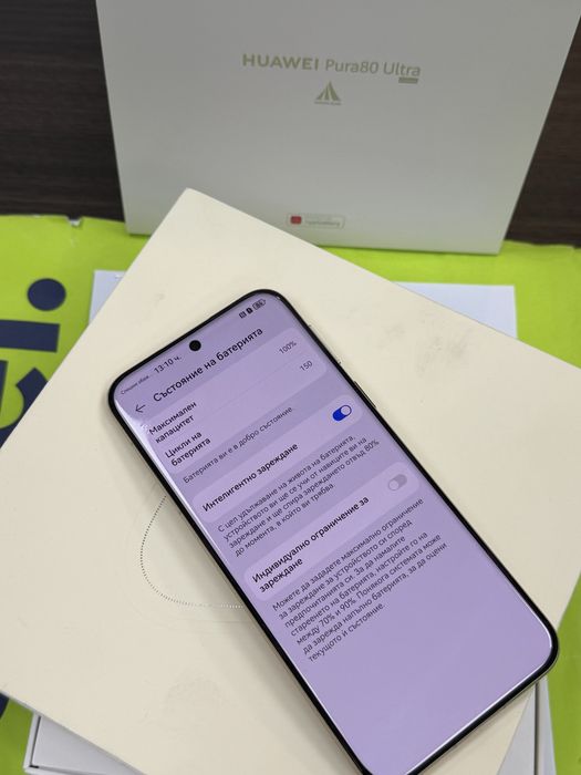 КАТО НОВ 512GB Huawei Pura 80 Ultra 12GB Yettel Гаранция 3г Gold