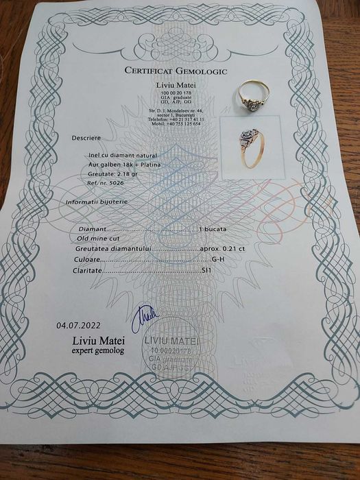 Inel aur, platina, diamant