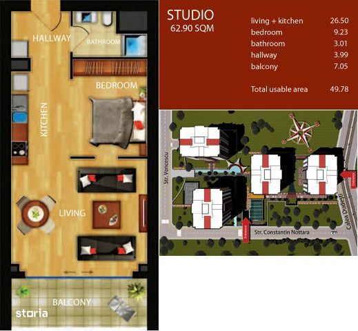 Studio spatios cu balcon generos in Complexul InCity