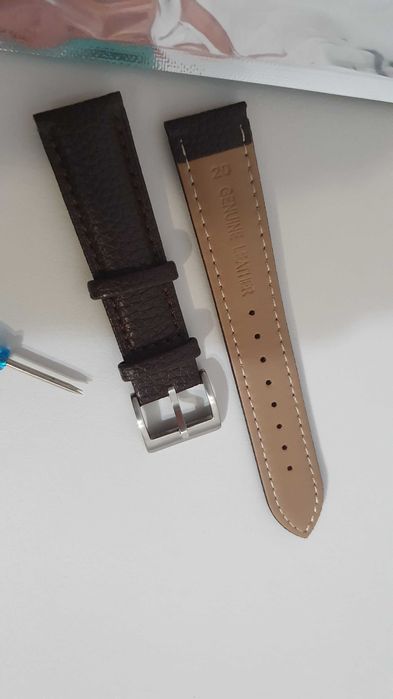 Curea piele ceas 20mm noua maro coffee inchis