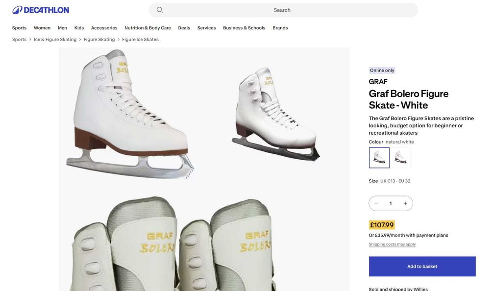 Patineartistice Graf Davos Gold nr 34 (21 cm)