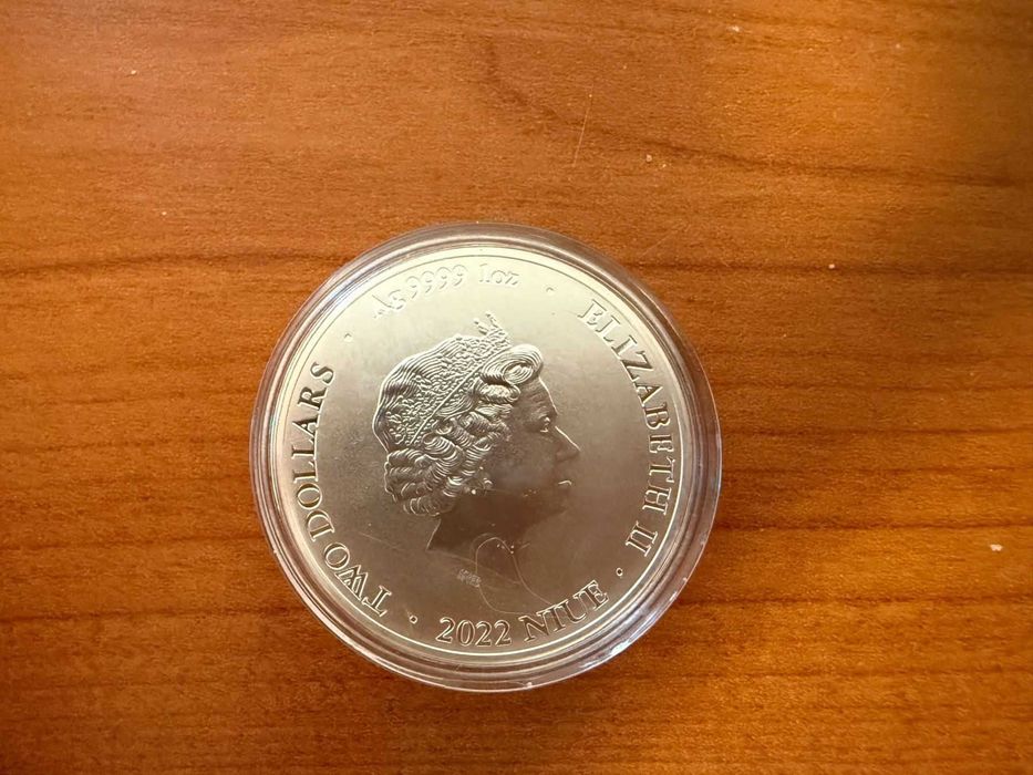 1 OZ СРЕБРО 2022 - BitCoin 2$ / Биткойн - о-ви Ниуе (NUIE) МОНЕТА