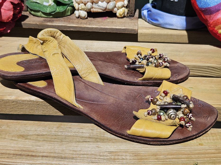 Why Not жълти сандали от кожа N41