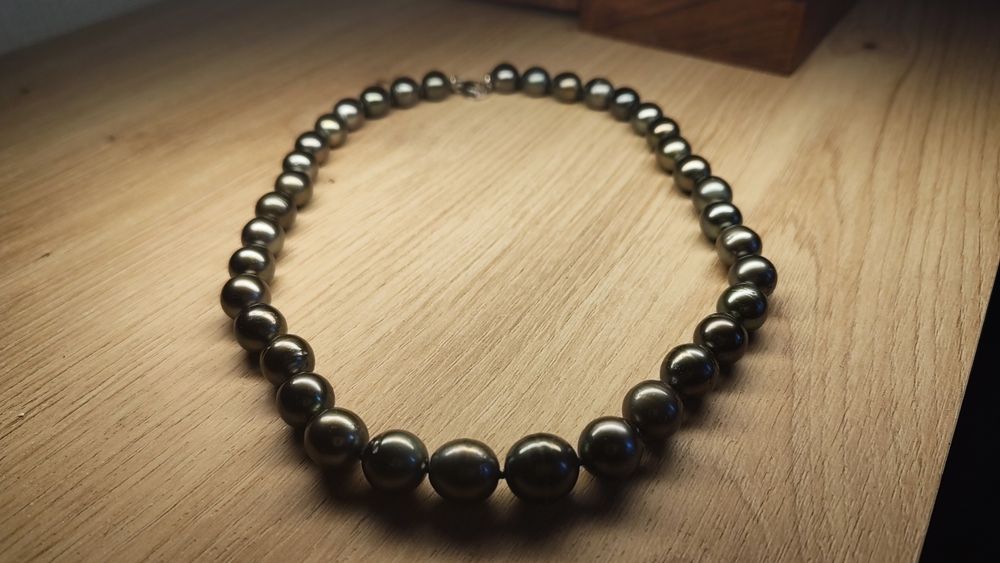 Tahitian черни перли 10-12 mm + 14K злато (585)