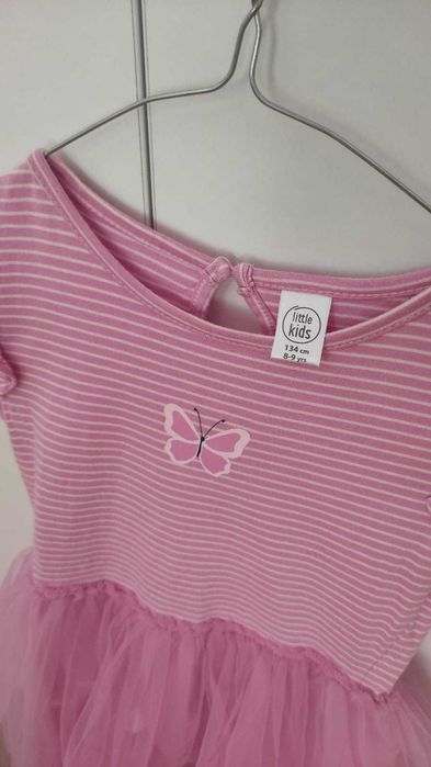 Rochie roz dugi cu tulle, marimea 128 -134