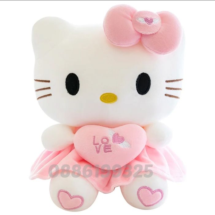 Голяма плюшена играчка Кити Hello Kitty Love, Розово Коте Кити