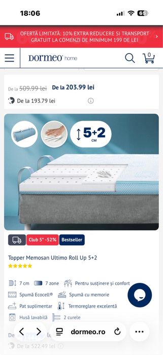 Topper Memosan Ultimo Roll Up 5+2  Dormeo