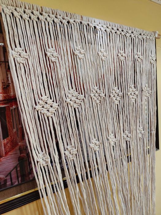 Бохо Макраме Завеса Ръчно Изработена Нова