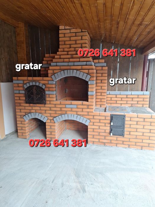 Gratar rustic de cărămidă plita țărănească cuptor de pâine afumături masă de lucru și ghiuveta
