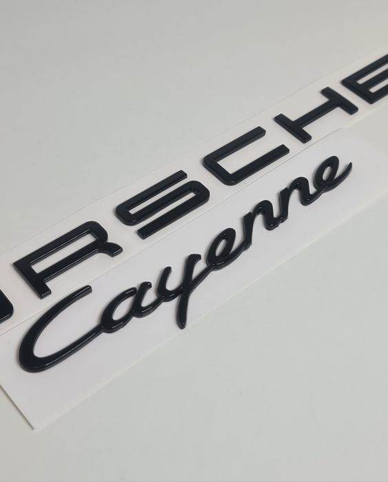 Pachet-Set-Emblema-Sigla-Logo-Stema-Spate-Haion-Porsche-Cayenne-Panamera-Macan-Negru-Lucios-Full-Black-Turbo-4-S-GTS