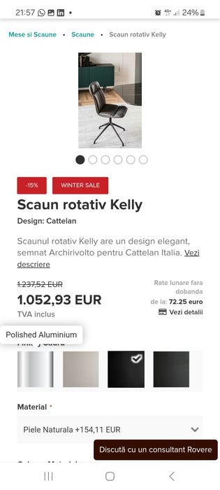 Scaun rotativ din piele naturala