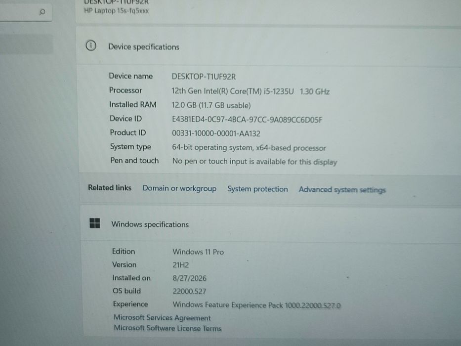 Laptop HP 15 - i5-1235u/ 12Gb ddr4/ 256gb SSD/ Baterie 4h