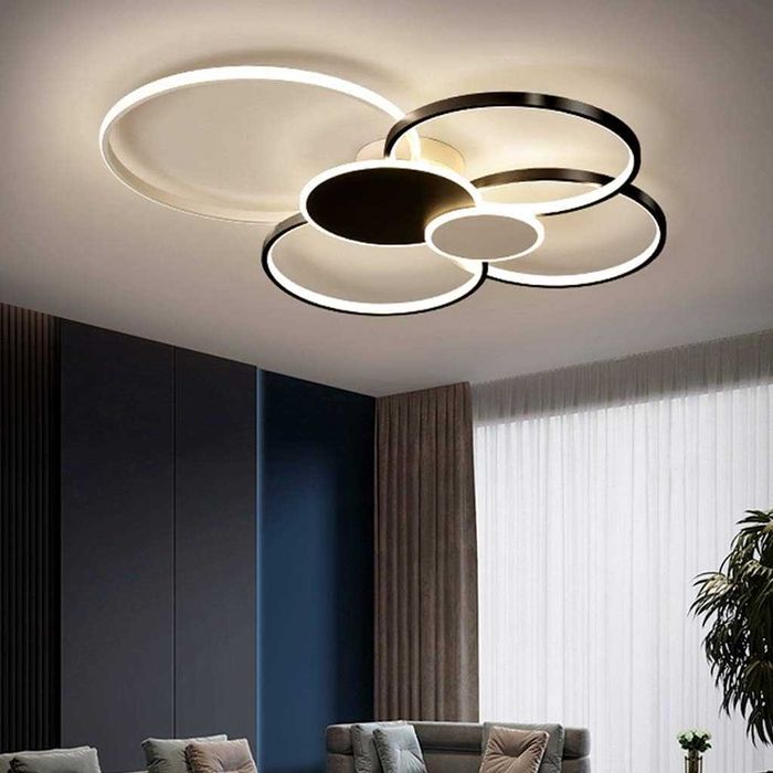 Лед led полилей с 6 кръга златен, черен, димируем дистанционно 211