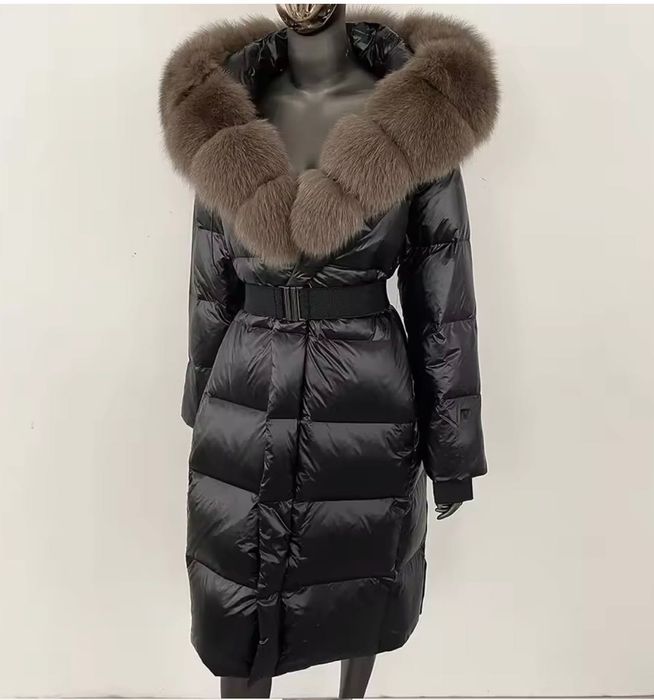 Geaca lungă cu blană naturală