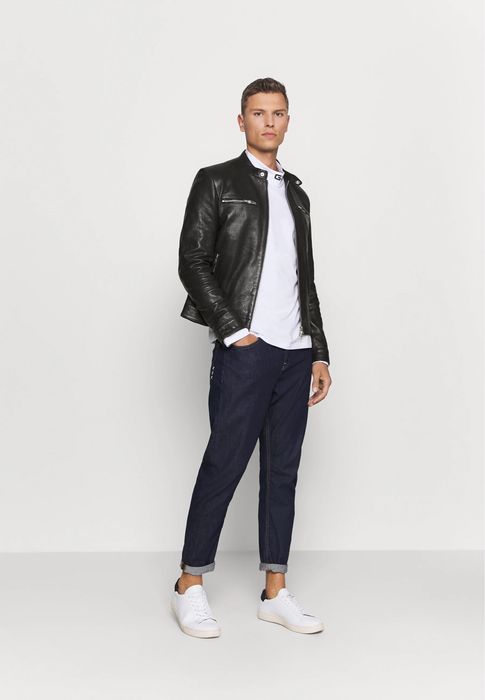 Естествена кожа яке Serge Pariente Biker Black.