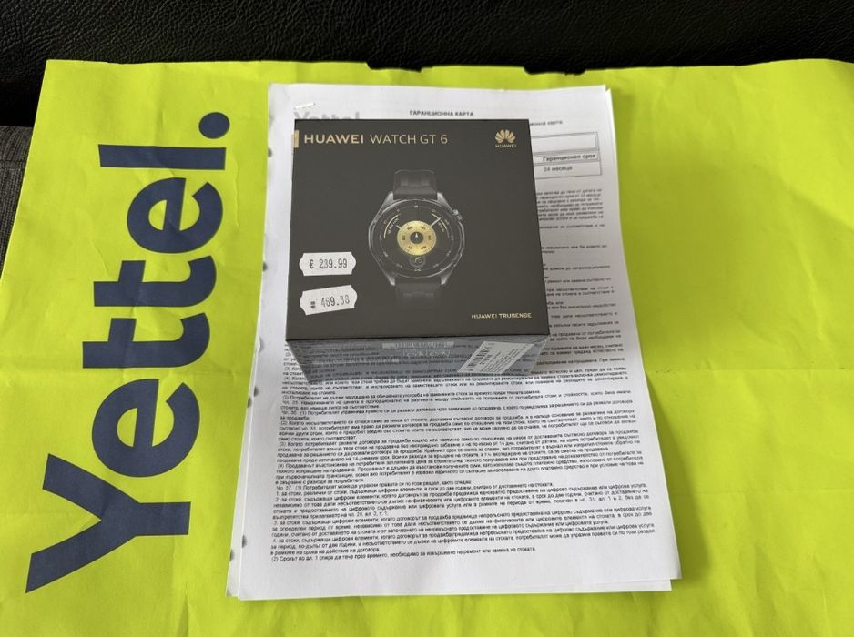 ***ЗАПЕЧАТАН 46mm Huawei watch GT 6 Гаранция Yettel 2028г. Black GT6