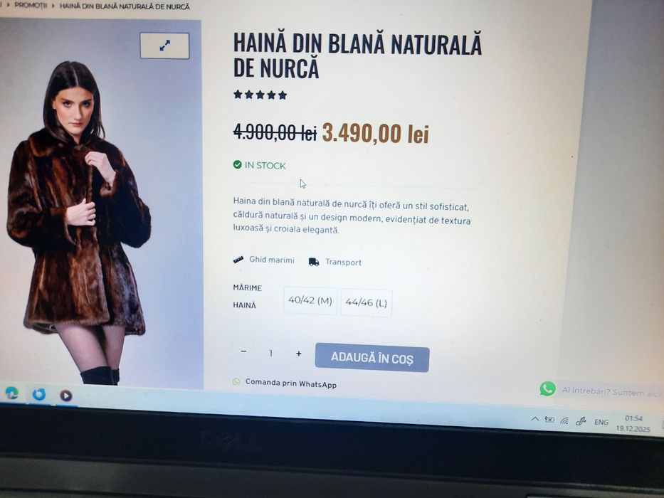 Oportunitate haina nurca naturala marimea 44  pentru eleganta si stil