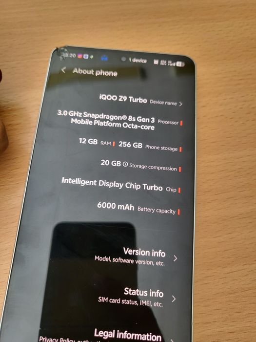 Iqoo Z9 turbo повреден