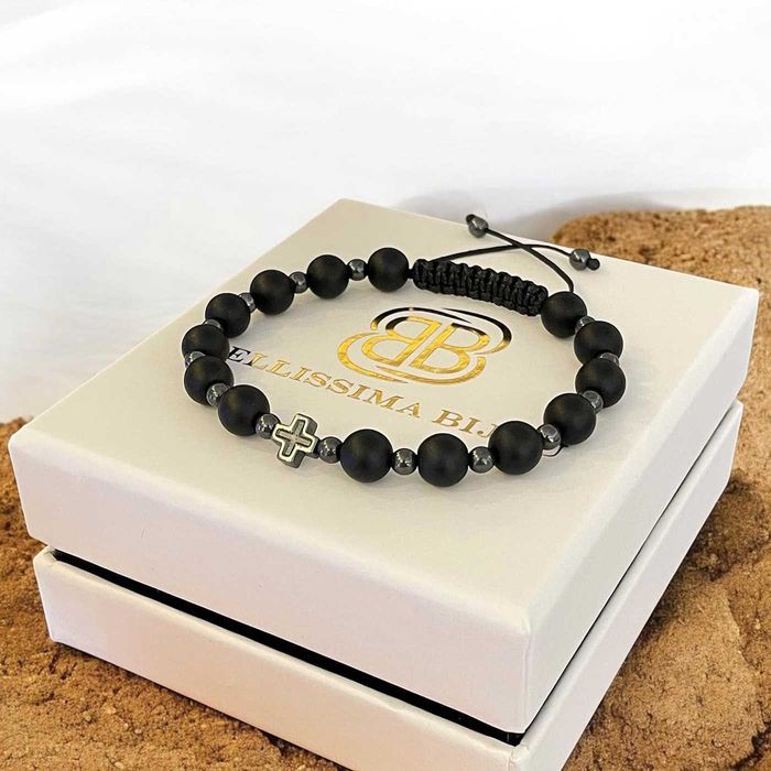 Мъжка Гривна от Оникс и Хематит