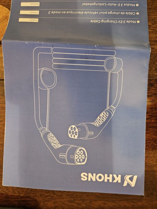 Кабел за зареждане на електрически автомобили Khons EV Type2 22kW 32A