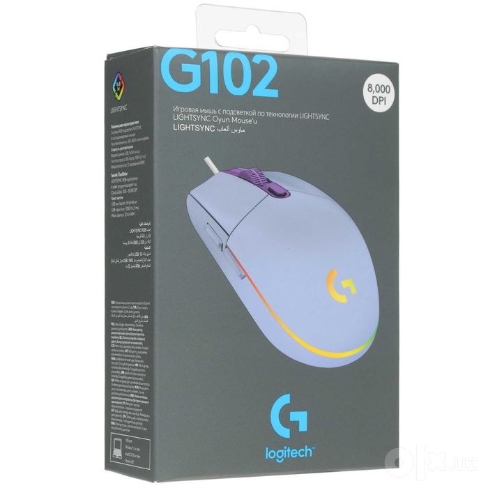 \ Мышь Logitech G102 Lightsync Lilac