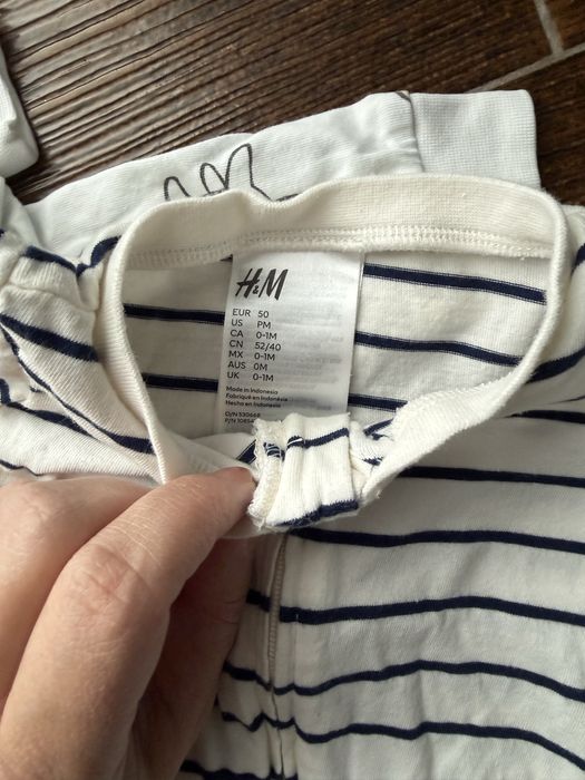 Set 3 pijamale salopete H&M nou nascut 50-56 fermoar capse