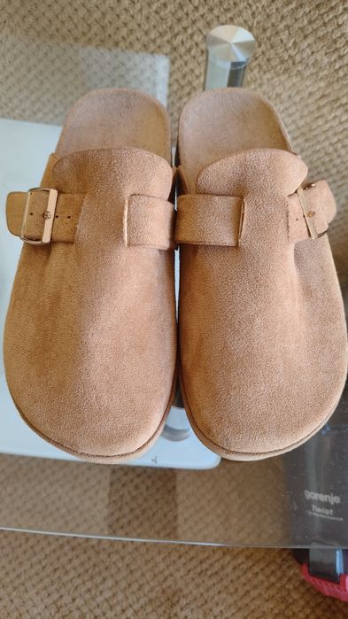 Papuci Casual De Dama, Din piele intoarsa ecologica 36