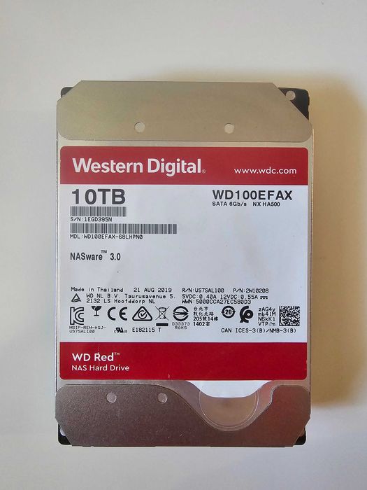 WD Red 10TB HDD WD100EFAX 3.5" SATA NAS хард диск – 100% здраве
