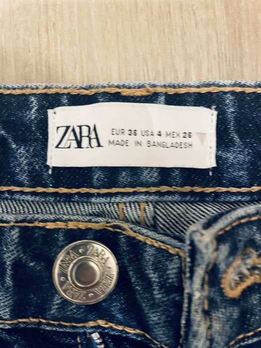 Джинсы Zara, синие, мом, плотные