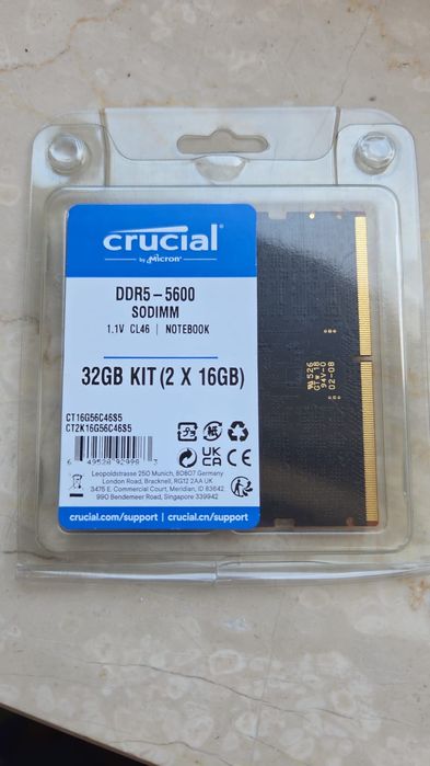 Crucial DDR5-5600 Sodimm, 32 GB KIT (2x 16 GB)