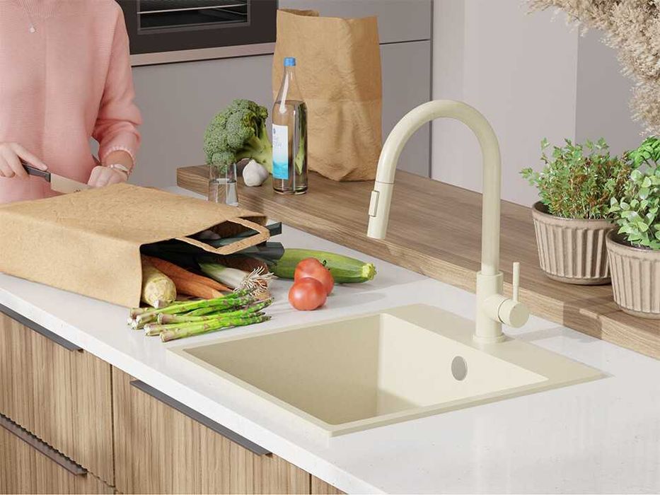 Кухненска Мивка от гранит модел РИГА XXL 430 x 500 mm - Бежава