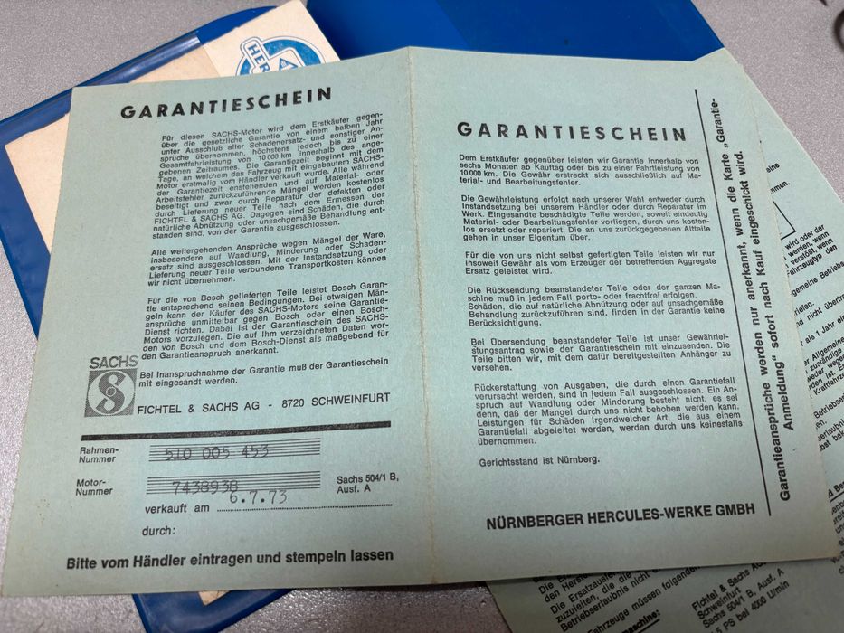 Легенда от 1973 год! Hercules M3 Sachs 504 ,47 cm3, 1,5 PS, 1.1kW