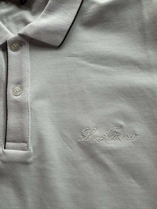 Мъжка,памучна,бяла тениска Loro Piana с яка