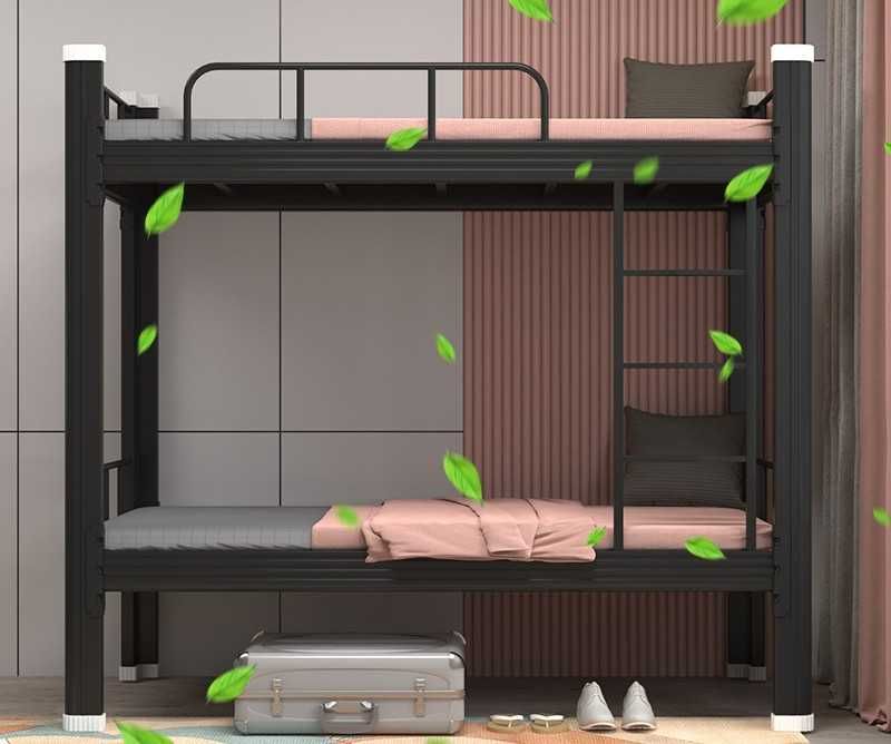 Двухъярусная металлическая кровать для взрослых, с лестницей, прочная