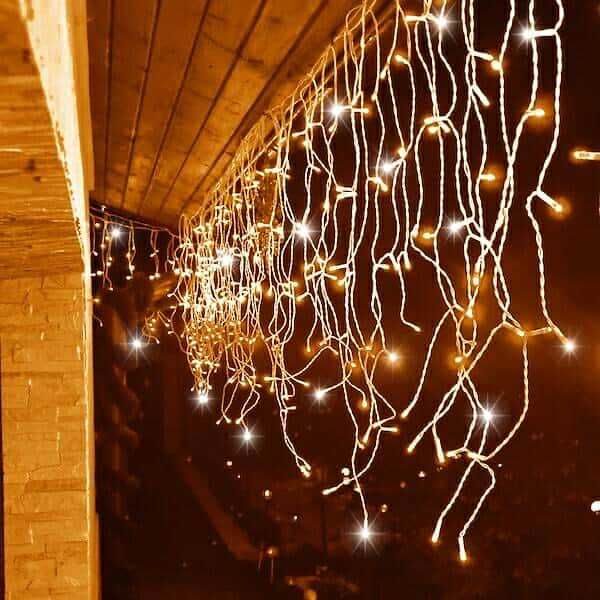 Коледни лампички лед завеса 4м х 30-50-70см с гръм флаш ефект НОВО 25г