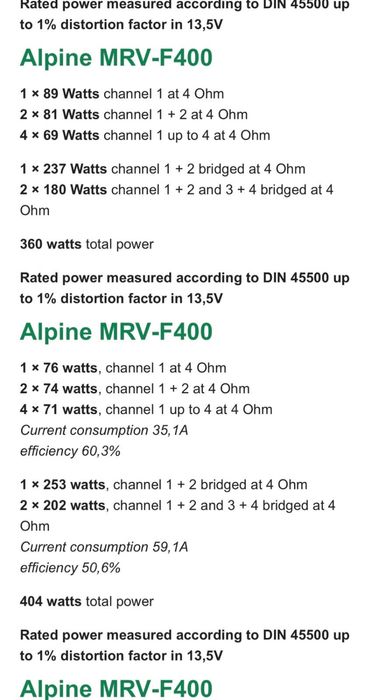 Amplificator auto Alpine 4/3/2 subw,canale MRV F 400 V12