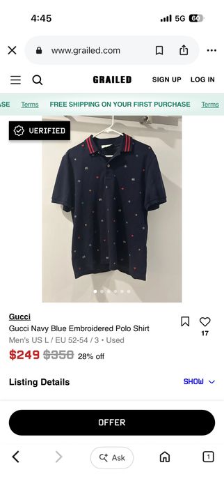 Gucci мъжки тениски с бродерия синя и червена размер S и L