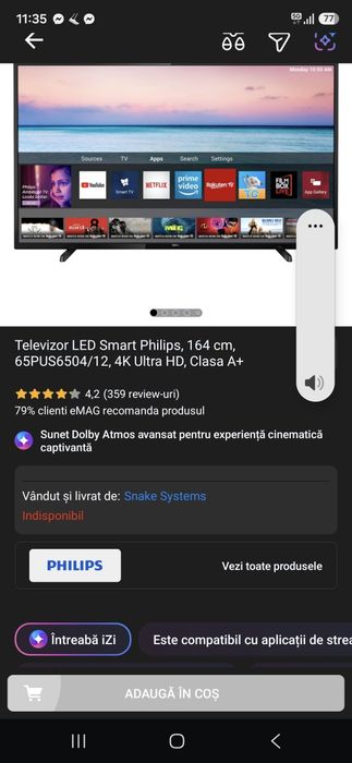 Vand TV Phililps diagonala 164