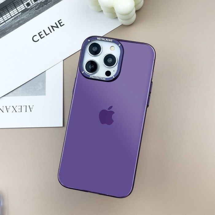 Калъф за iPhone 13 / 14 / 15 серия стилен твърд прозрачен кейс гръб ултратънък Q-Series