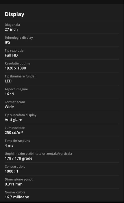 monitor LED IPS Lenovo Thinkvision 27”