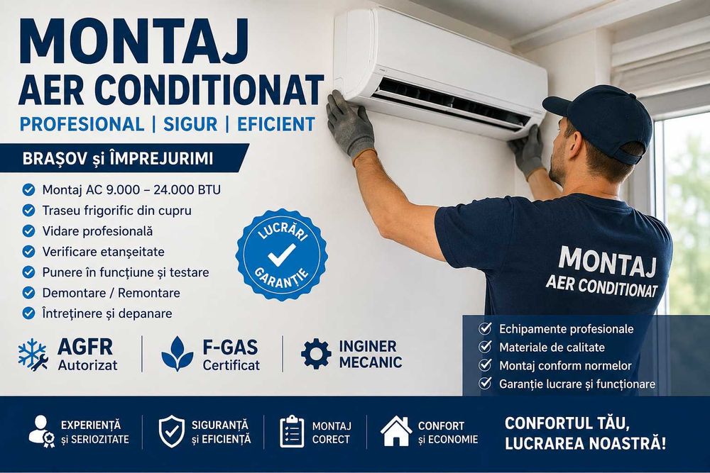 Montaj Aer Conditionat   Autorizat AGFR | F-GAS  Inginer mecanic