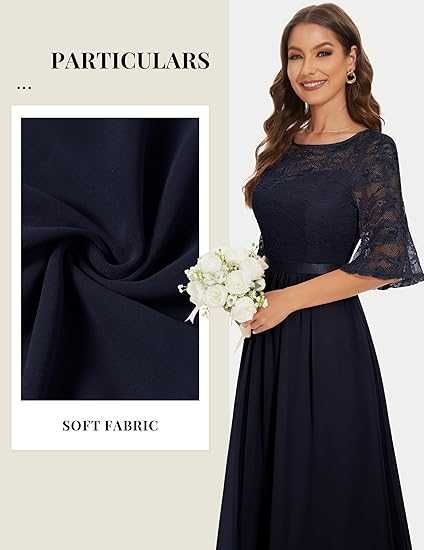 Rochie de seara eleganta lunga,Navy-blue, dantela, REDUSA de la 335RON