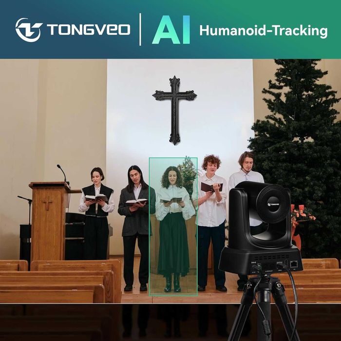 TONGVEO AI PTZ Автоматично проследяваща камера с Bluetooth микрофон