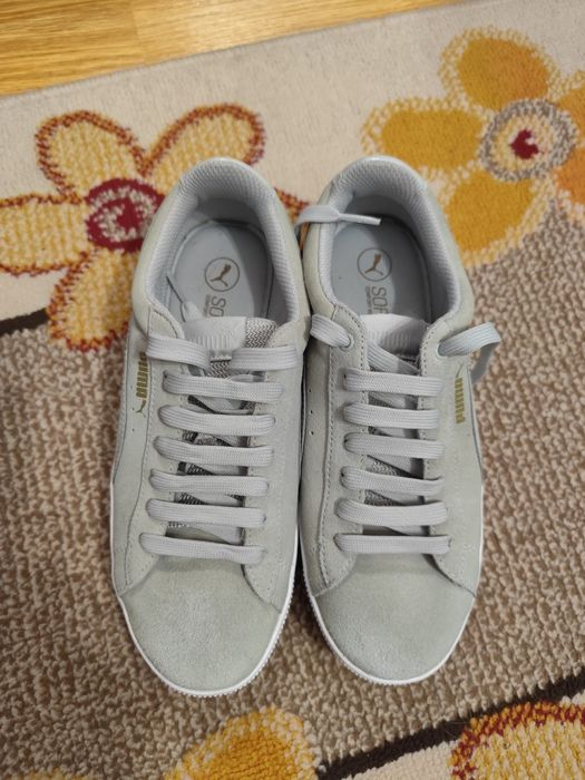 Puma, Pantofi sport din piele intoarsa cu talpa flatform Vikky, Gri, 4