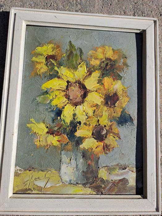 tablou vechi pictura pe pfl 36/46 cm semnat