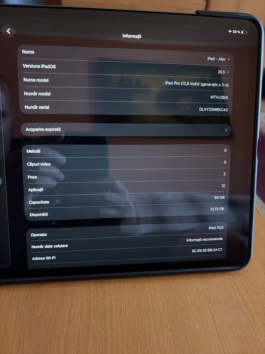 Ipad 12.9 gen3 slot sim 64gb