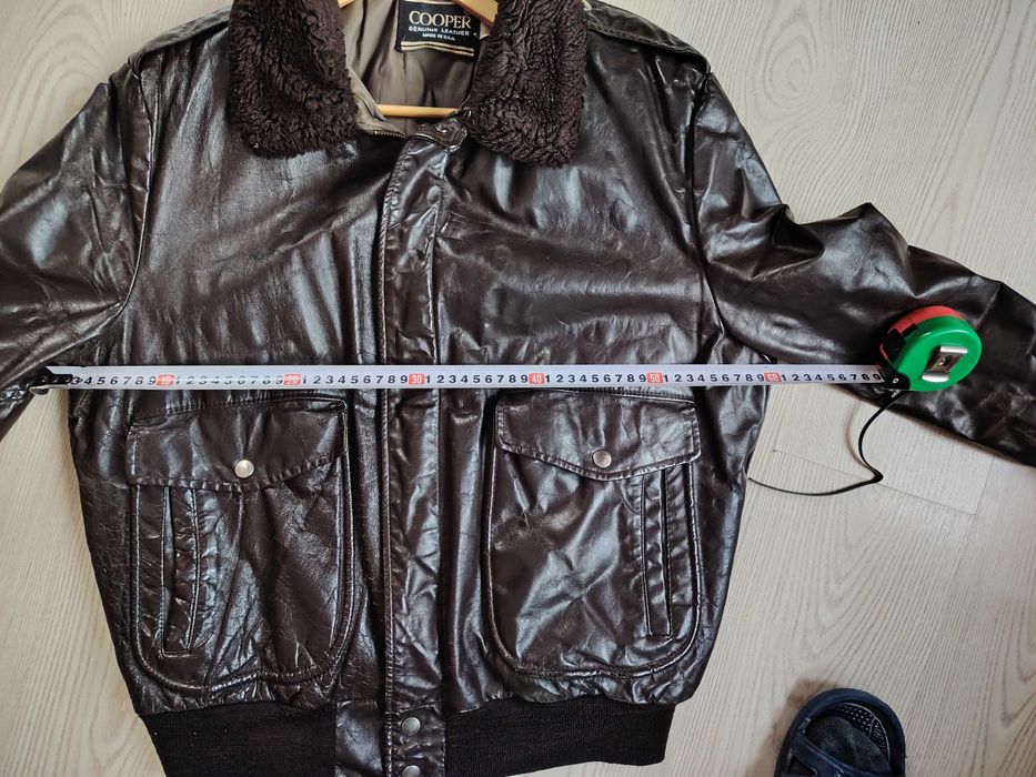 VINTAGE Cooper Leather Bomber A-2 Jacket 38R Sherpa Lined Brown