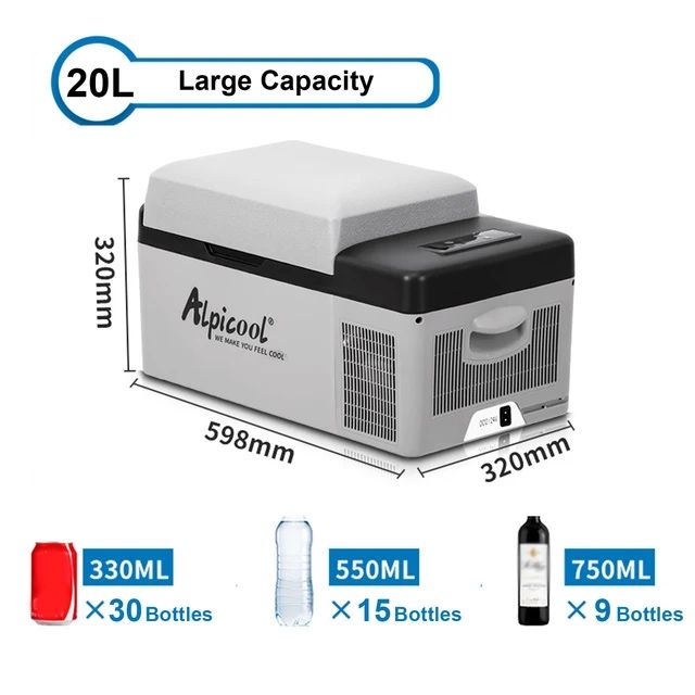 БЕЗПЛ ДОСТАВКА 20L Преносим компресорен хладилник фризер 12V 24V 220V