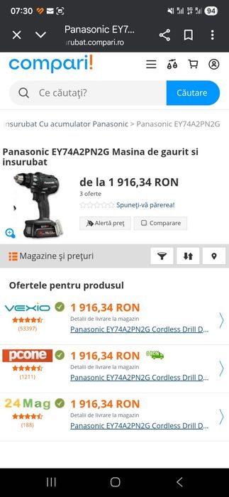 Autofiletanta Bormașina Panasonic EY 74A2 PN2G